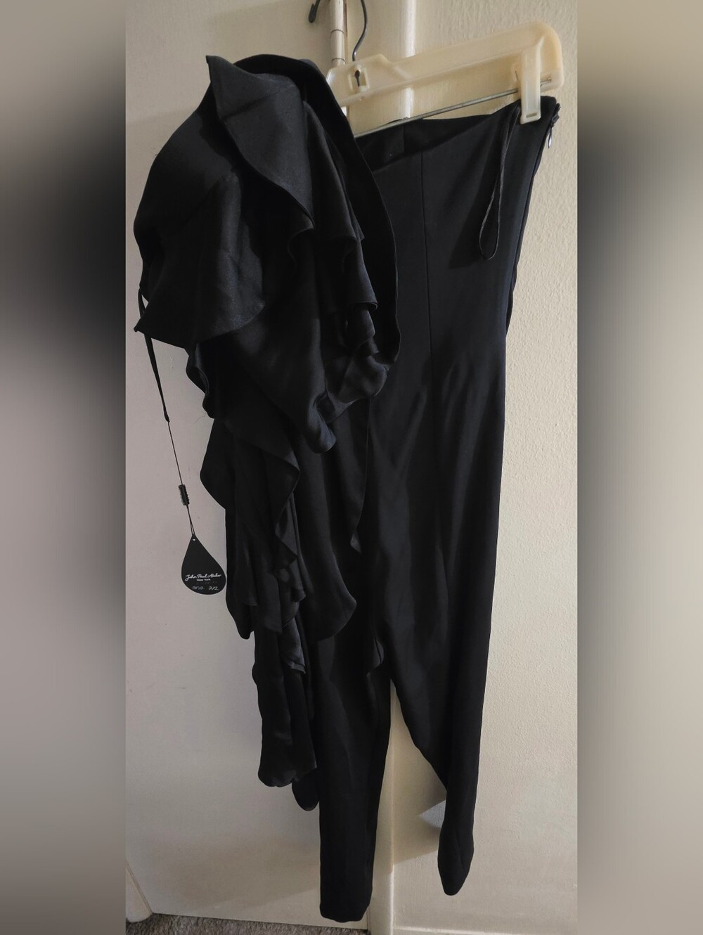 Black Asymmetric Ruffle Women’s Romper